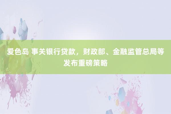 爱色岛 事关银行贷款，财政部、金融监管总局等发布重磅策略
