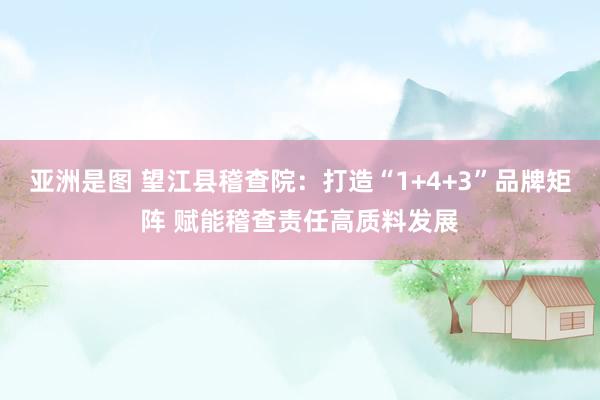 亚洲是图 望江县稽查院：打造“1+4+3”品牌矩阵 赋能稽查责任高质料发展