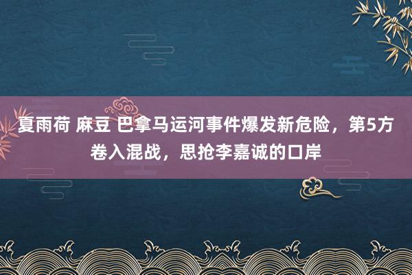 夏雨荷 麻豆 巴拿马运河事件爆发新危险，第5方卷入混战，思抢李嘉诚的口岸