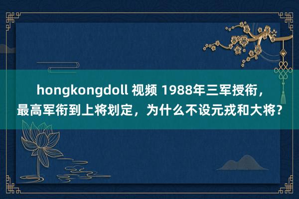 hongkongdoll 视频 1988年三军授衔，最高军衔到上将划定，为什么不设元戎和大将？