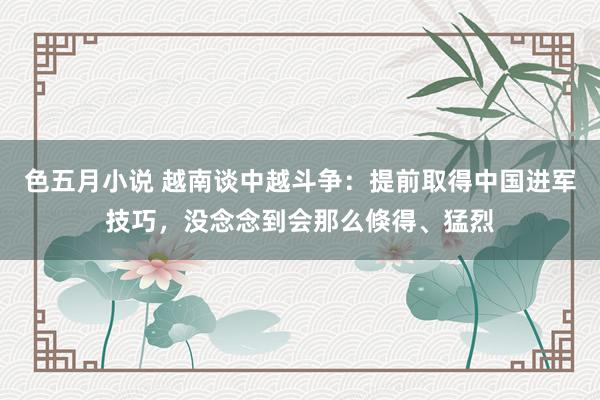色五月小说 越南谈中越斗争：提前取得中国进军技巧，没念念到会那么倏得、猛烈