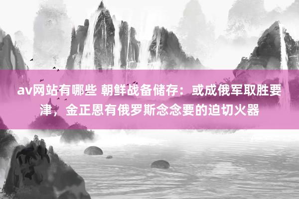 av网站有哪些 朝鲜战备储存：或成俄军取胜要津，金正恩有俄罗斯念念要的迫切火器