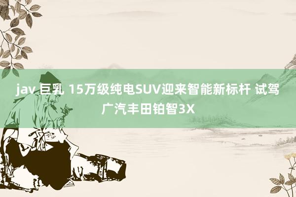 jav 巨乳 15万级纯电SUV迎来智能新标杆 试驾广汽丰田铂智3X