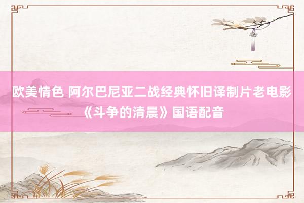 欧美情色 阿尔巴尼亚二战经典怀旧译制片老电影《斗争的清晨》国语配音