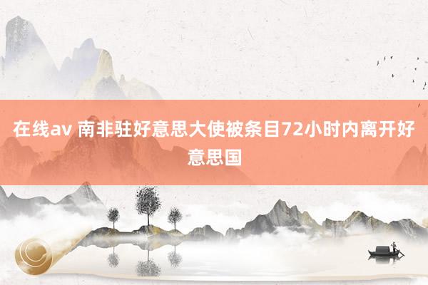 在线av 南非驻好意思大使被条目72小时内离开好意思国