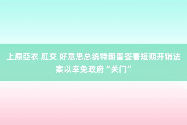 上原亞衣 肛交 好意思总统特朗普签署短期开销法案以幸免政府“关门”