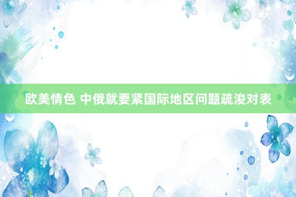 欧美情色 中俄就要紧国际地区问题疏浚对表
